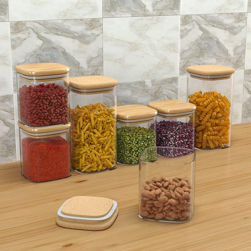 Finew 12-Pack Glass Storage Jars with Airtight Bamboo Lids | Jolof Store