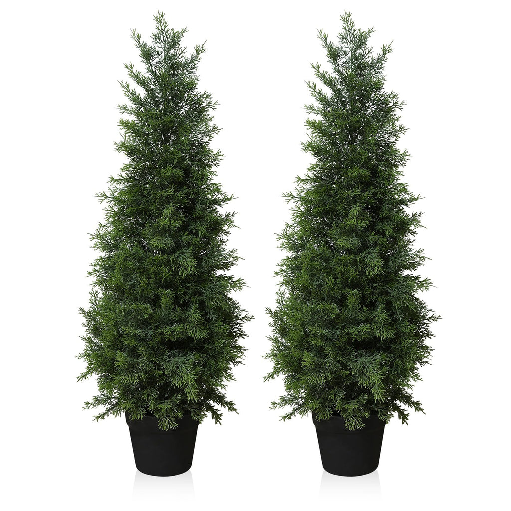Fopamtri 90cm Artificial Cypress Tree | UV Resistant Fake Cedar (2 Pack)