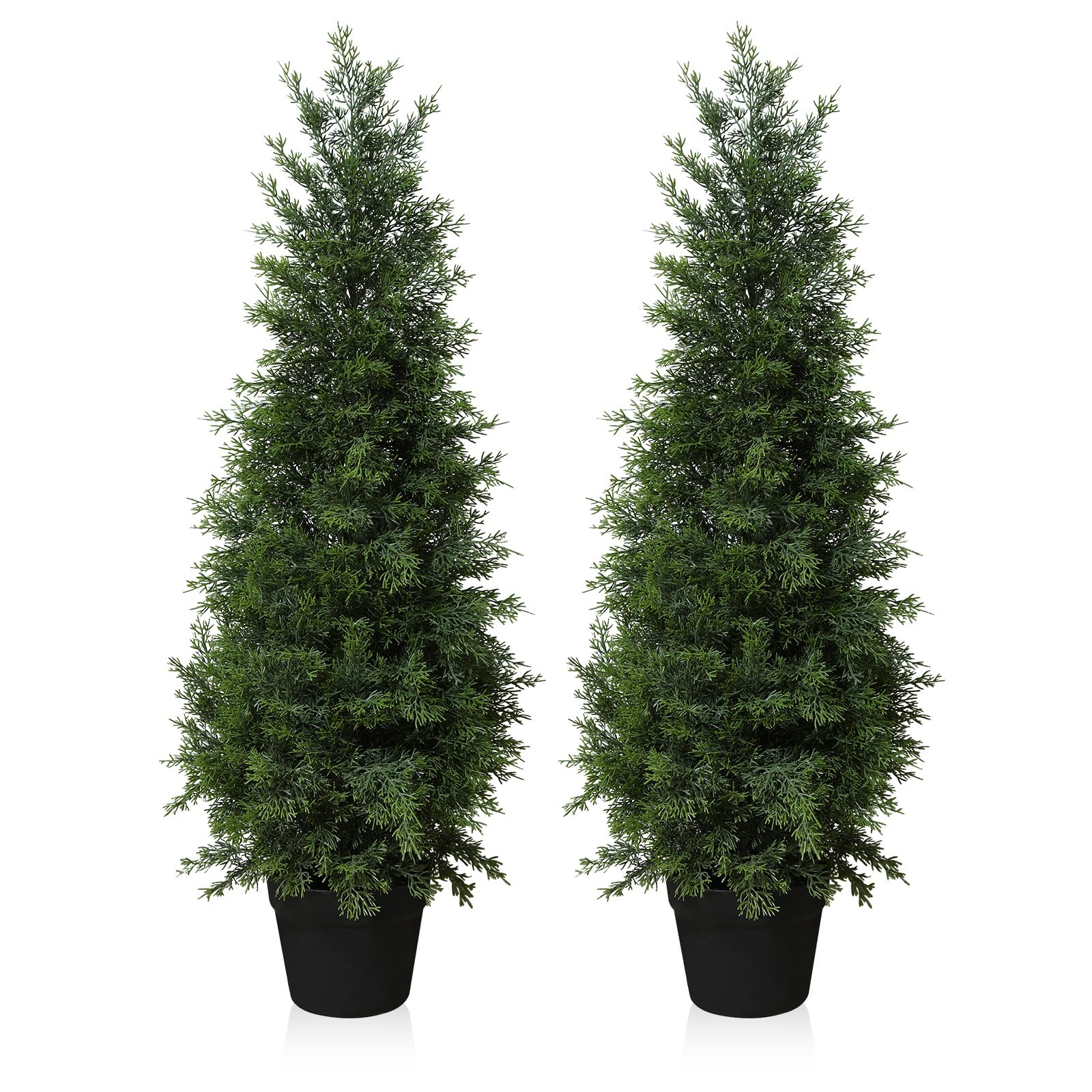 Fopamtri 90cm Artificial Cypress Tree | UV Resistant Fake Cedar (2 Pack)