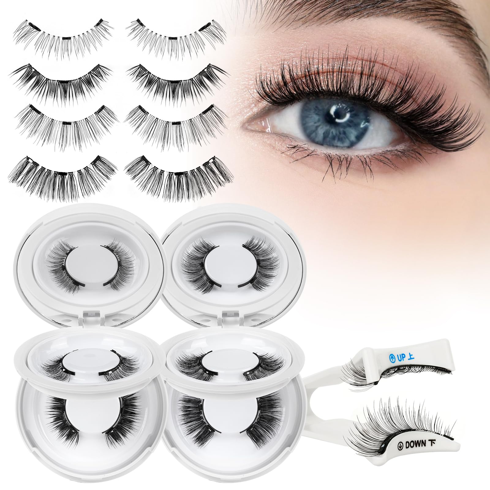 Higu Clace Magnetic Eyelashes with Applicator | 4 Pairs Reusable 4D Lashes