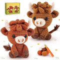 Jolof Store Highland Cow Crochet Kit for Beginners - 2pc Animal Knitting Set