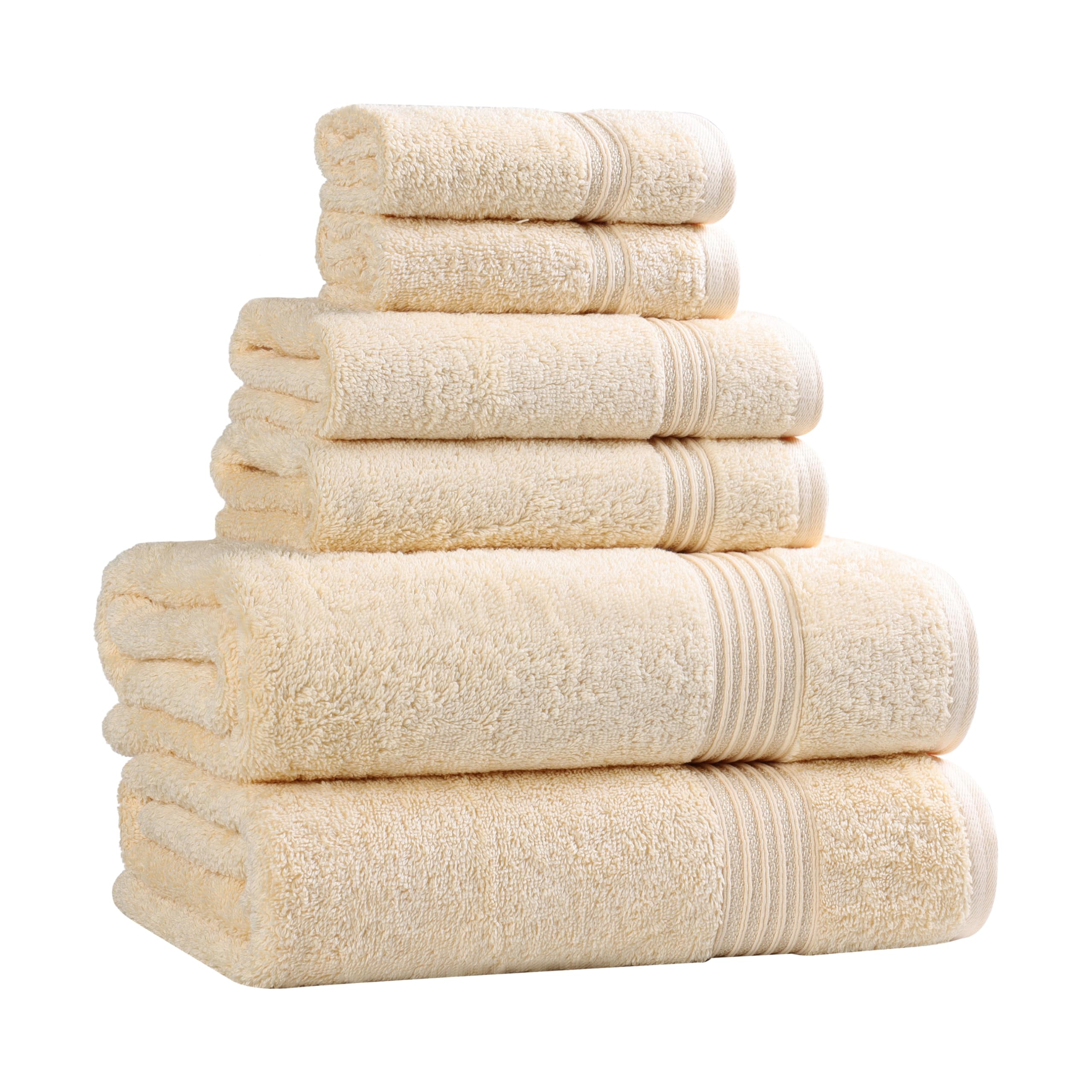 Jolof Store 6-Piece 100% Cotton Towel Set, 600 GSM - Canary Yellow