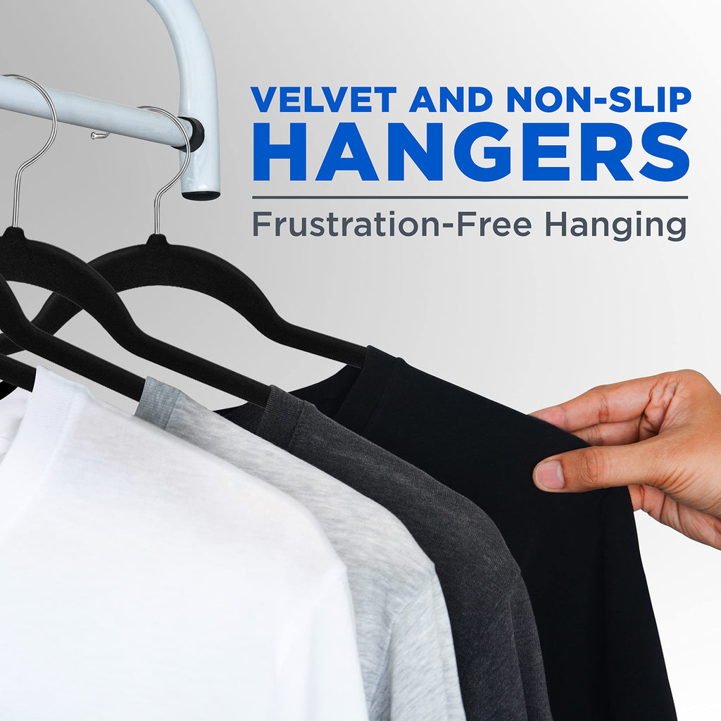 SereneLife Velvet Hangers – 100 Pack Non-Slip Space-Saving Coat Hangers