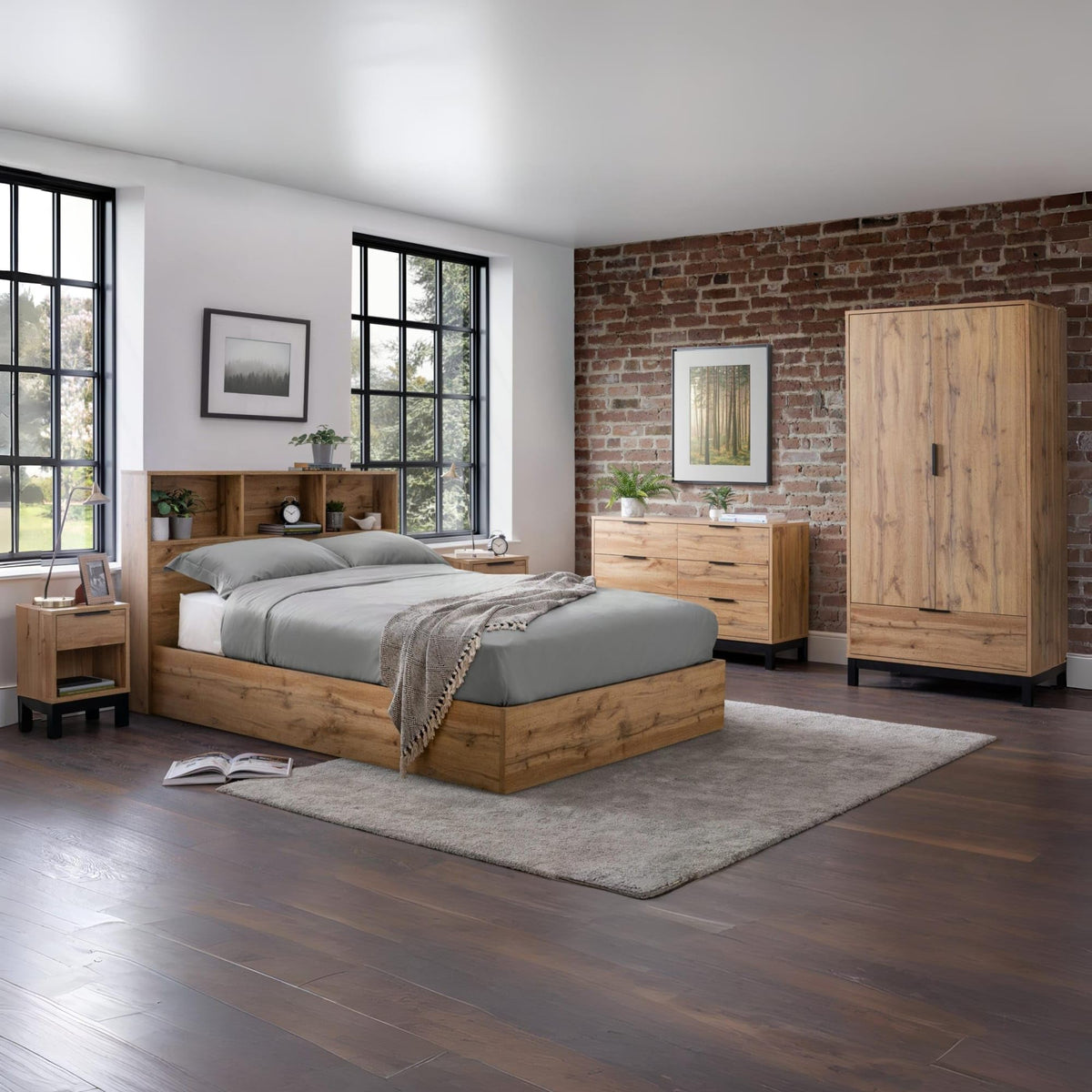 Julian Bowen Bali Bedside Table, 2 Drawer, Oak Effect - H57.5 x W45 x D40cm - image 4