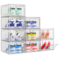 TidyTrove Stackable Shoe Storage Box – 9 Pack Clear Plastic Magnetic Case