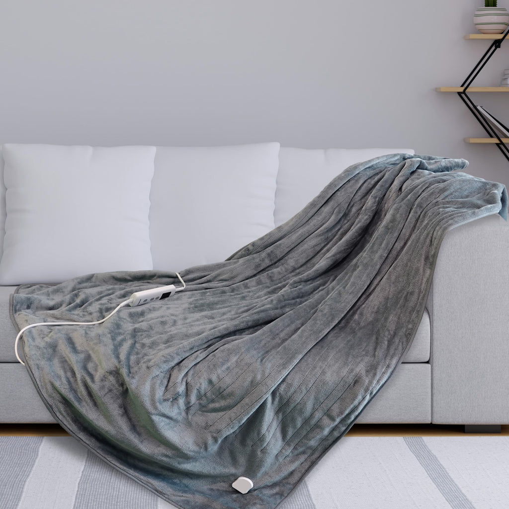 Schallen Grey Heated Throw Blanket – 10 Heat Settings & Timer – 120x160cm