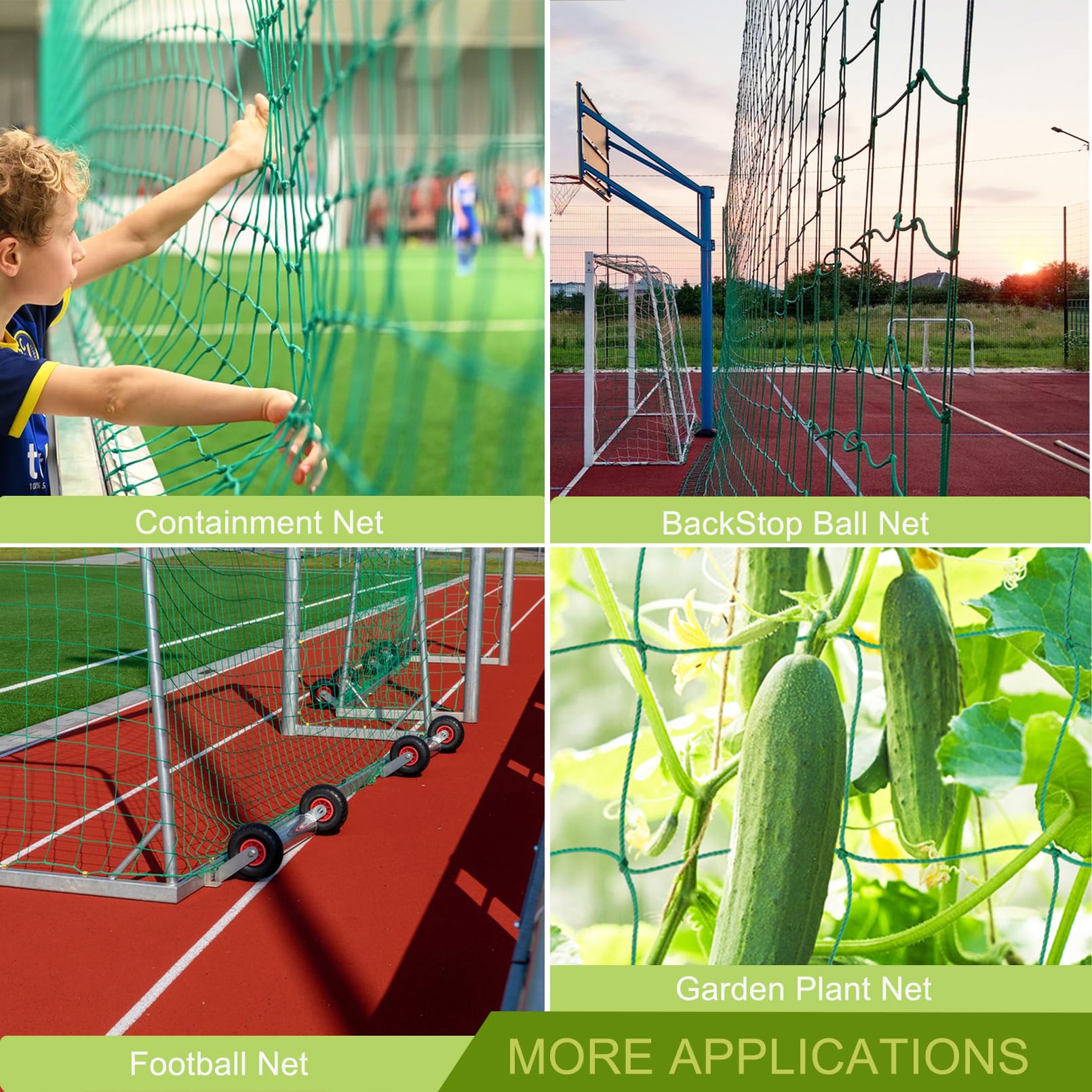 Aoneky Soccer Backstop Net – Heavy Duty PE Ball Containment Netting