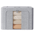 FYTXSZ Clothes Storage Boxes 66L with Metal Frame, Foldable Fabric Storage Bins with Lid and Clear Window