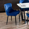 Julian Bowen Luxe Dining Chairs | Set of 2 | Blue Fabric & Black Metal