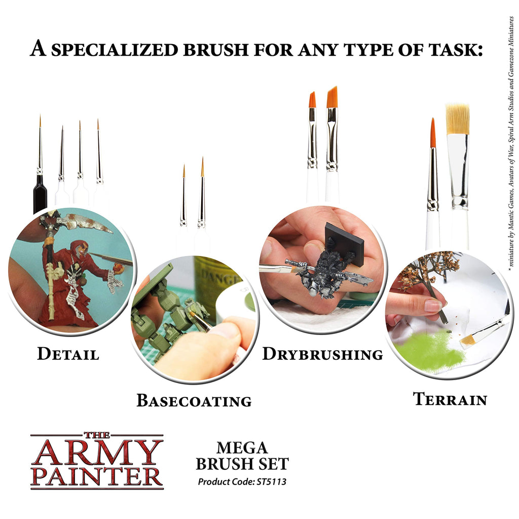 The Army Painter Wargames Mega Brush Set – 10 Miniature Paint Brushes