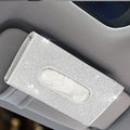 Spldsun White Crystal PU Leather Car Sun Visor Tissue Box Holder