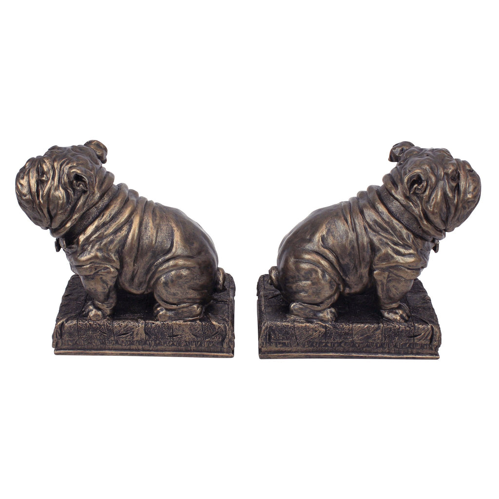Design Toscano Bulldog Mascot Bookend Statues | Bronze Finish, Set of 2