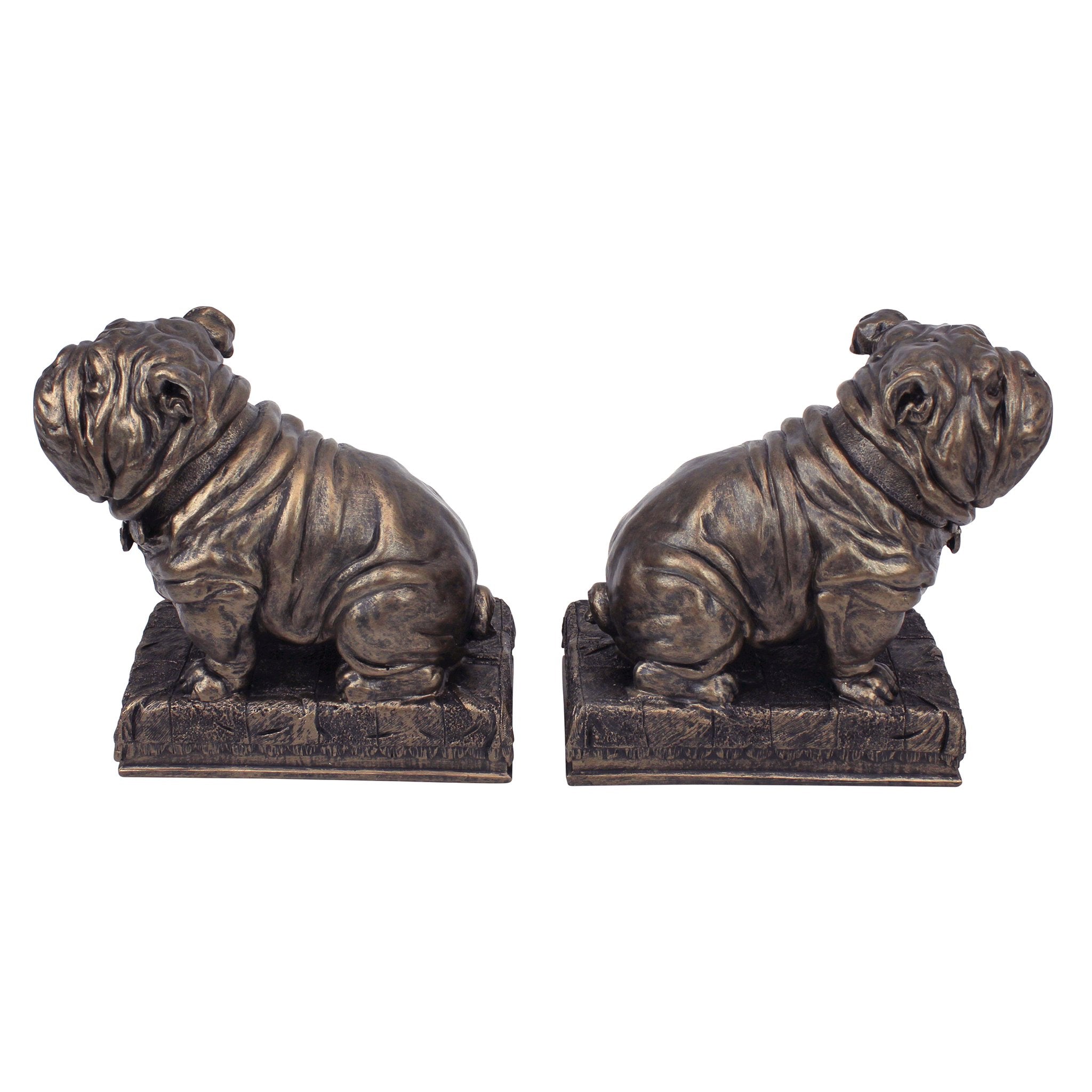 Design Toscano Bulldog Mascot Bookend Statues | Bronze Finish, Set of 2