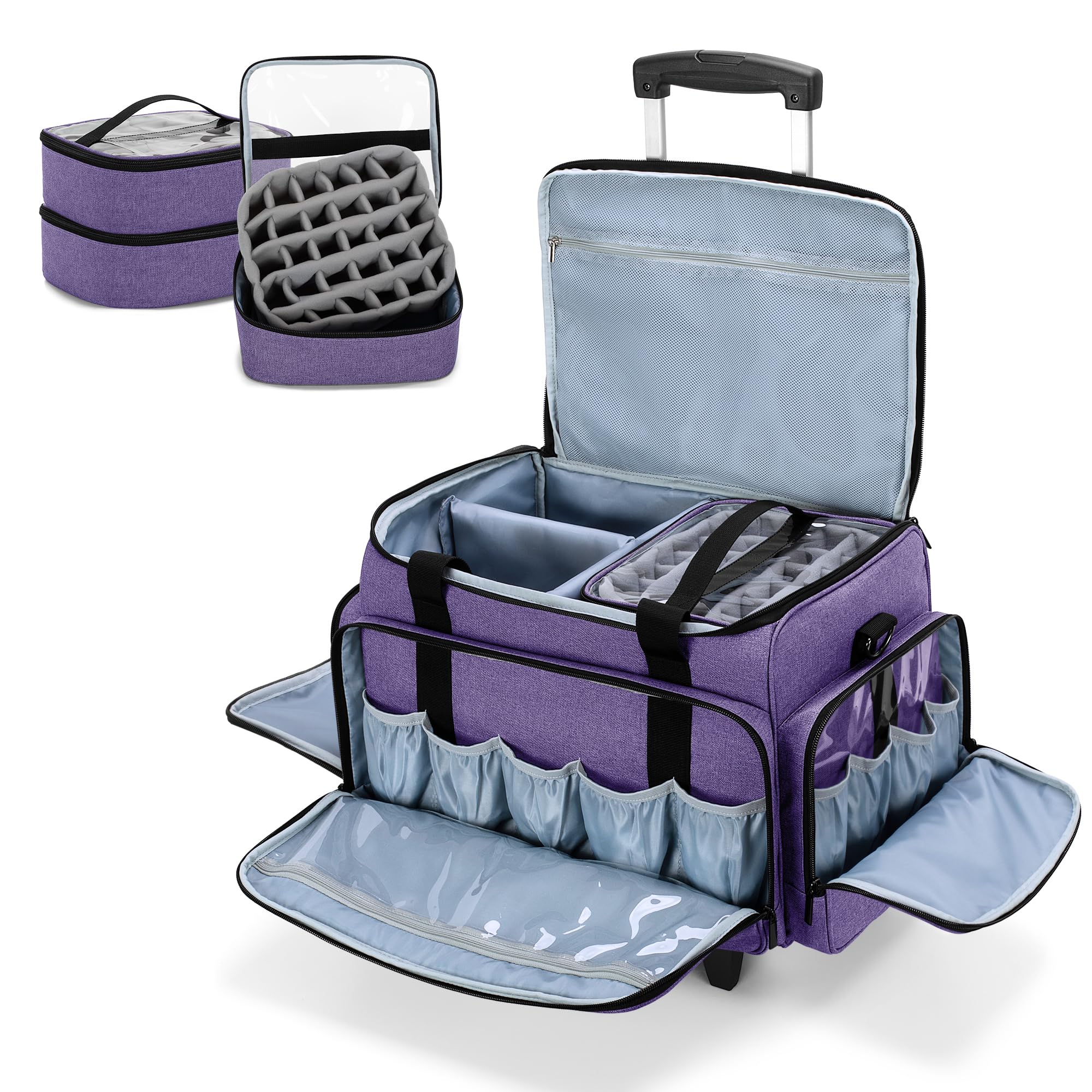 Luxja Rolling Nail Polish Organiser - Holds 90 Bottles and Nail Lamp