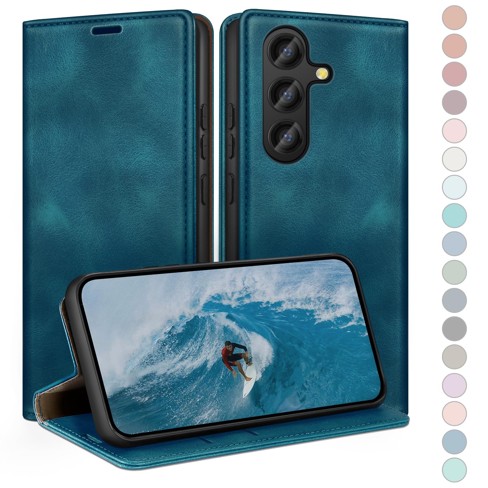 HUOUH Samsung Galaxy S25 FE Wallet Case – RFID Blocking Leather Folio