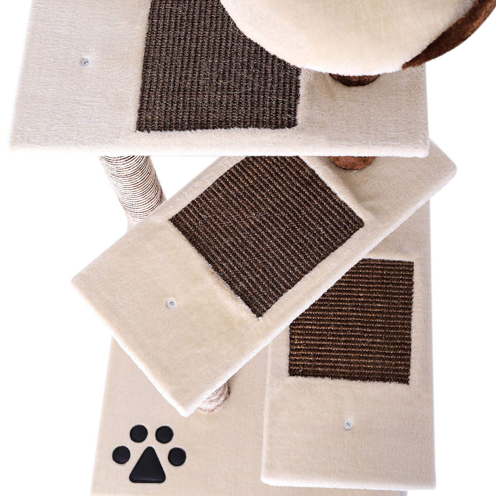 Dibea Cat Tree Activity Centre - 100cm Sisal Scratching Post (Beige/Brown)