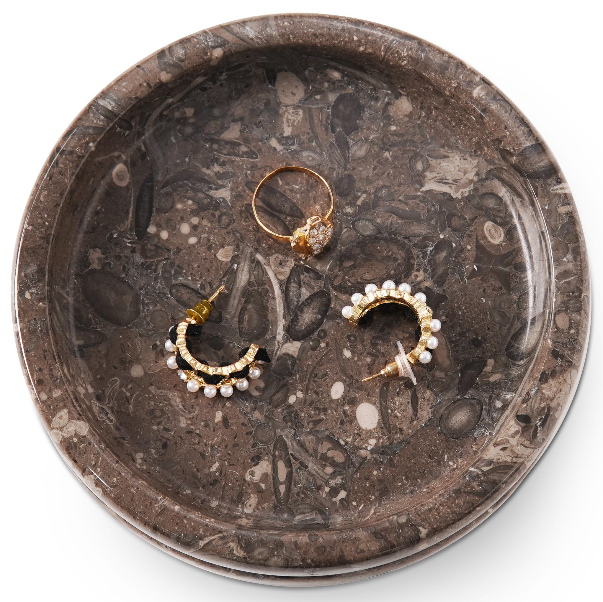 Jolof Store 5 Inch Marble Jewelry Dish – Handmade Stone Trinket Tray