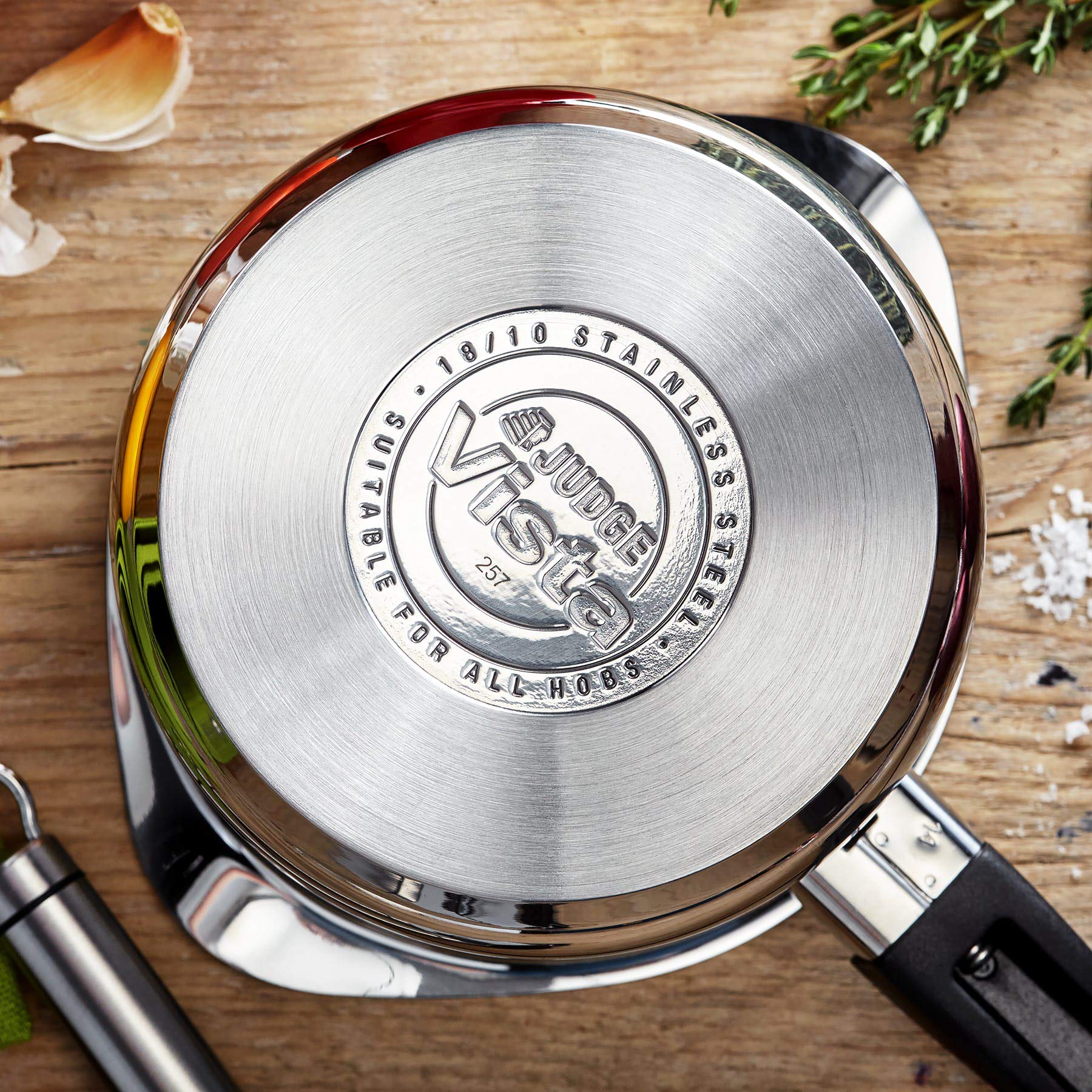 Judge Vista Non-Stick Stainless Steel Saucepan with Draining Lid, 18cm