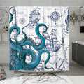 Jolof Store Blue Nautical Octopus Shower Curtain – Coastal Kraken Decor