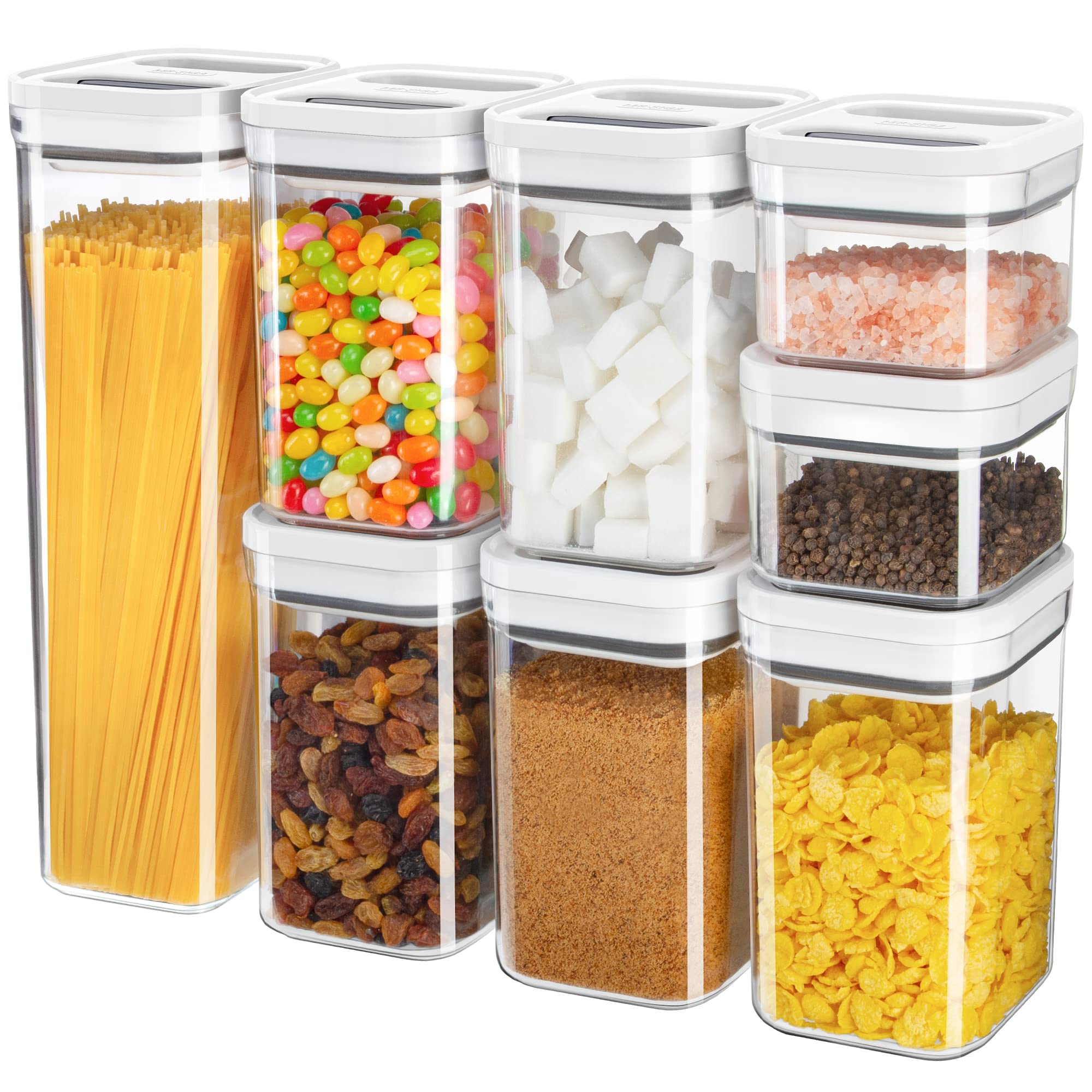 MR.SIGA 8-Piece Airtight Food Storage Container Set | BPA-Free Pantry Canisters
