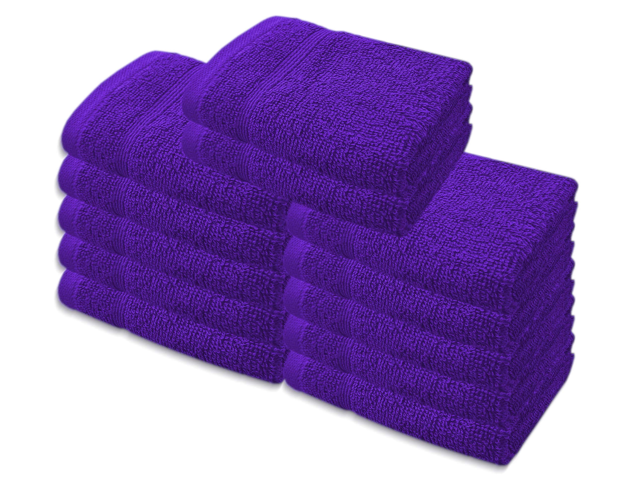 12-Pack Cotton Face Cloths – 550 GSM Soft Washcloths, Purple