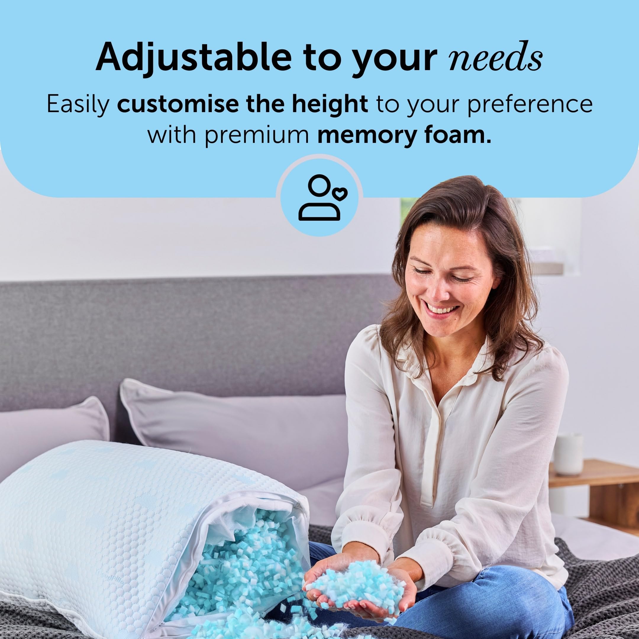 Cloudpillo Memory Foam Pillow – Cooling Ergonomic Neck Pain Relief Headrest
