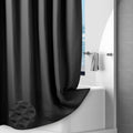 Jolof Store Black Waffle Shower Curtain – Heavy Duty 256GSM Waterproof Fabric