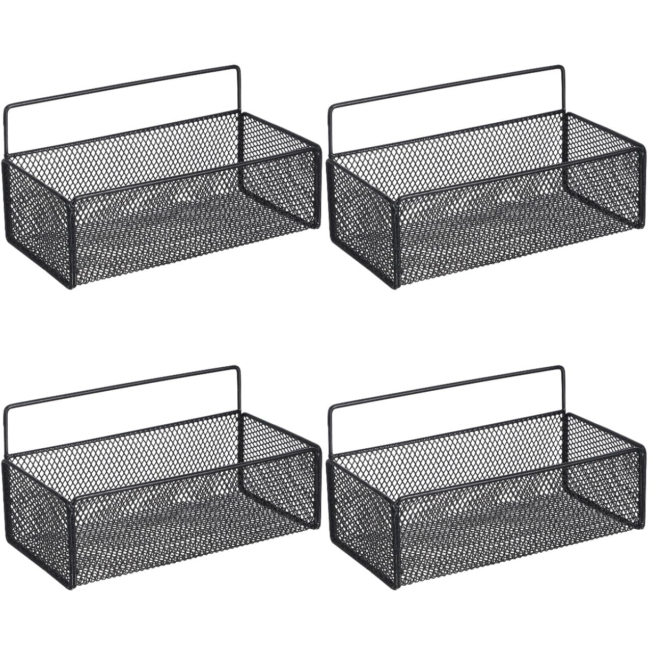 Amosfun 4pcs Wall Mounted Wire Basket – No-Drill Kitchen Storage Organizer