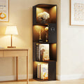55.1 " Corner Wood Bookcase with Body Sensor LED for Home Office,Black - image 1