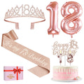 Jolof Store 18th Birthday Decorations for Girls – Rose Gold Sash and Tiara