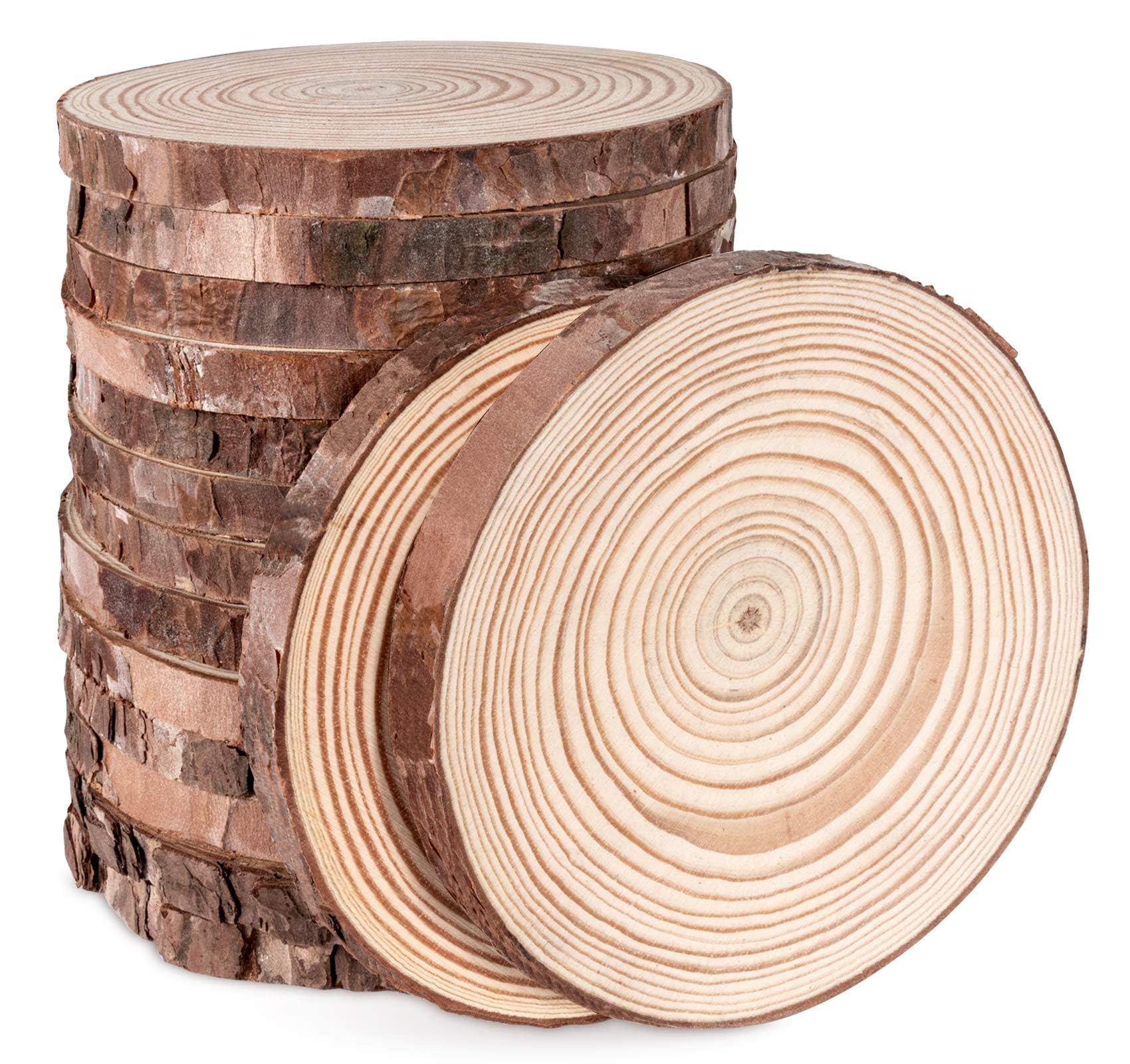 ilauke Natural Wood Slices – 16 Pcs 11-12cm Unfinished Wooden Rounds