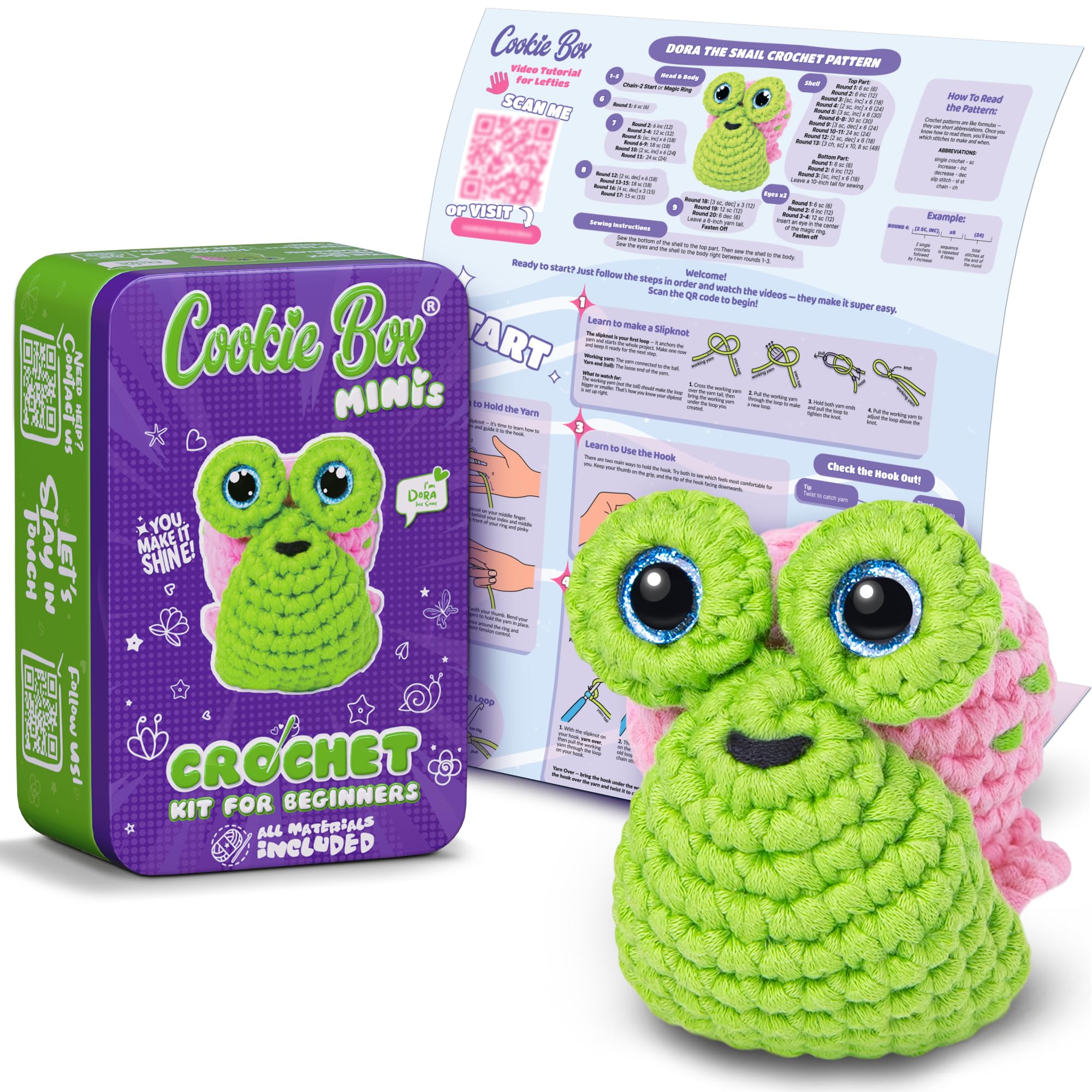 Jolof Store Snail Dora Amigurumi Crochet Kit for Beginners - DIY Plushie