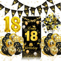 Jolof Store 18th Birthday Decorations - Black & Gold Balloons and Banner Kit
