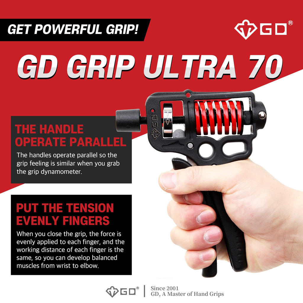 GD Grip Ultra-70 Hand Grip Strengthener | Adjustable 44–154 lbs