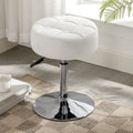 LUE BONA 360°Swivel Vanity Stool, Adjustable Dressing Table Stool, Tufted Design Faux Leather Chair for Dining Room, Living Room, White