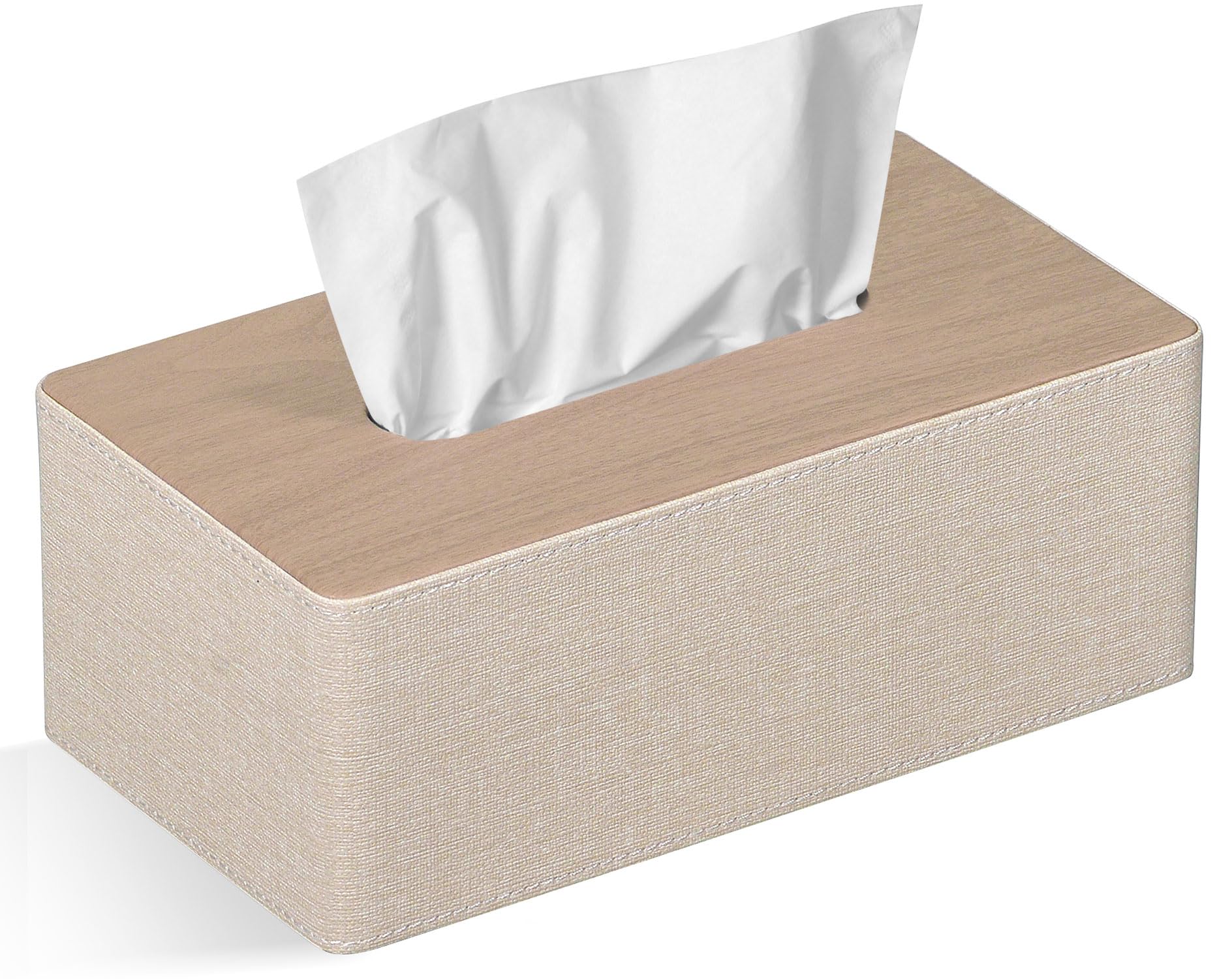 Jolof Store Rectangular PU Leather Tissue Box Cover – Beige Decor