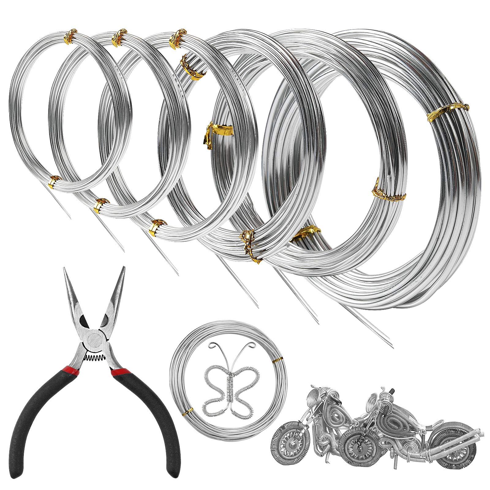 Jolof Store Silver Aluminum Craft Wire Set - 6 Sizes for Jewelry Making