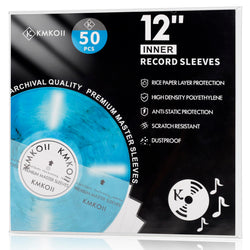 KMKOII 50-Pack Anti-Static Vinyl Inner Sleeves - 12 Inch Poly Lined HDPE
