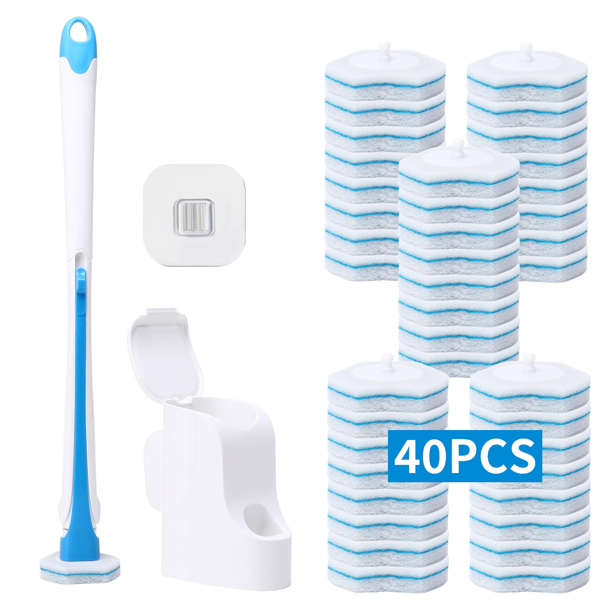 DALIPER Disposable Toilet Brush Set | 40 Refills & Wall Mounted Caddy
