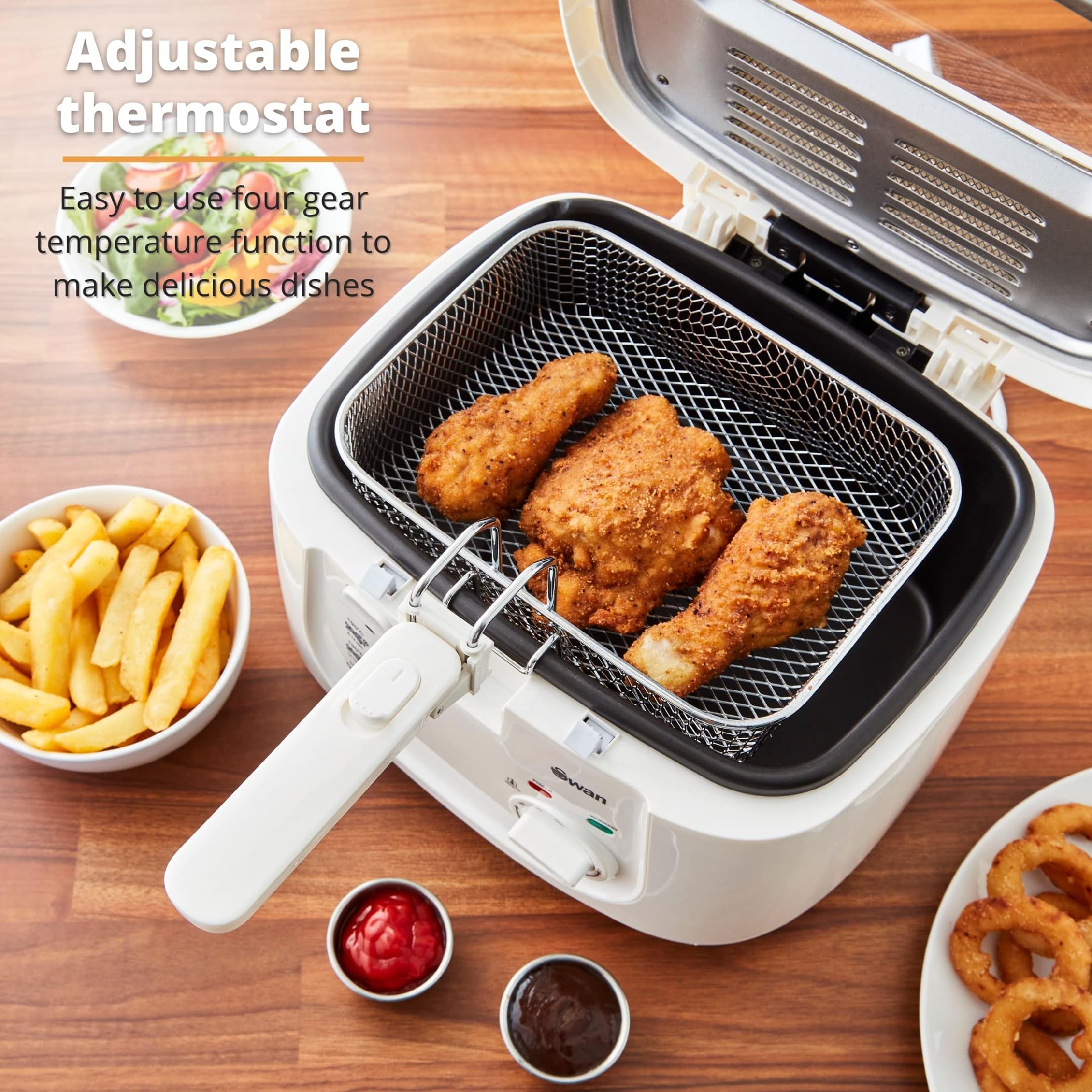 Swan 2.5L Deep Fat Fryer | 1800W Electric Square Fryer with Viewing Window