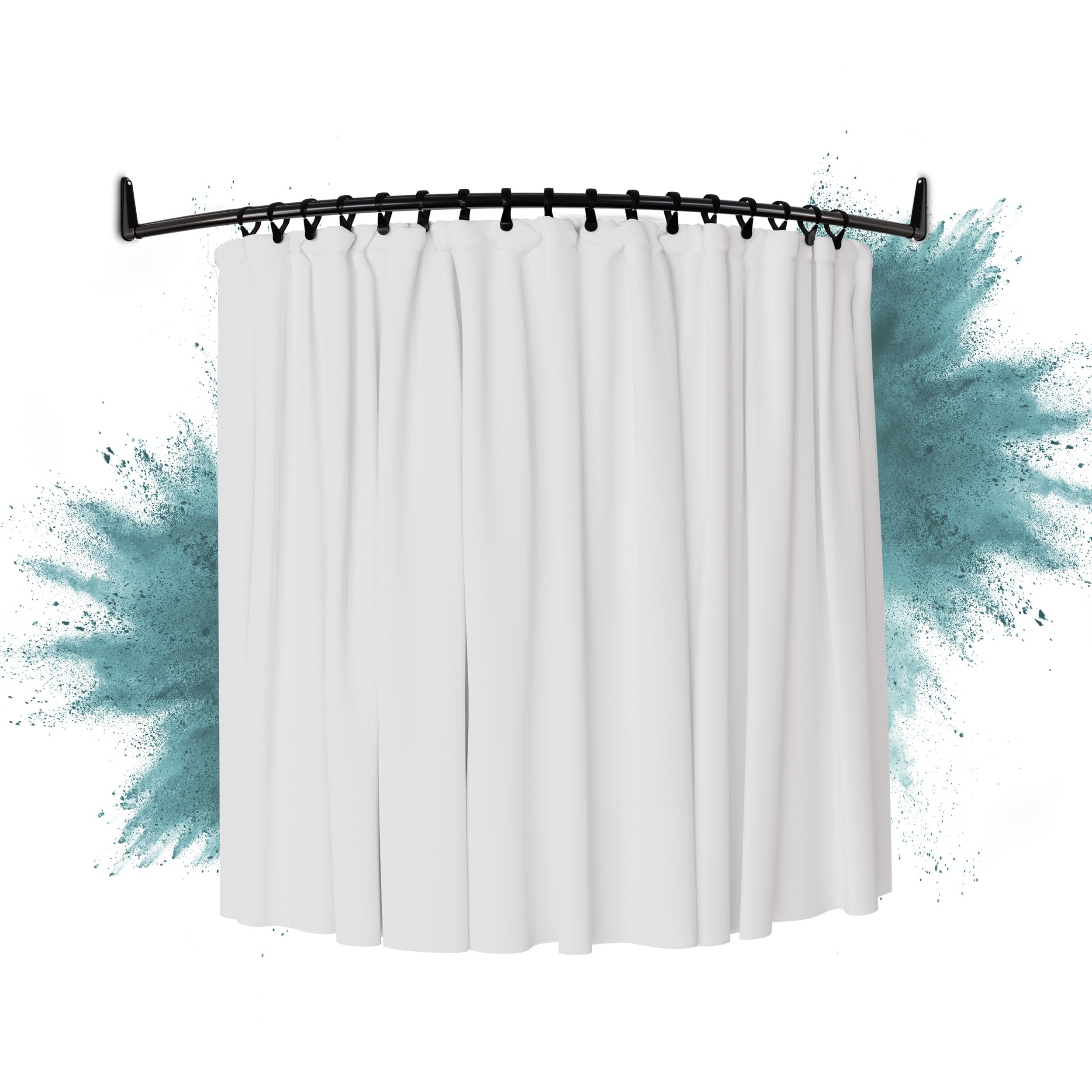 Erica Curved Shower Rail – 140x140cm Black Corner Rod, No Ceiling Support