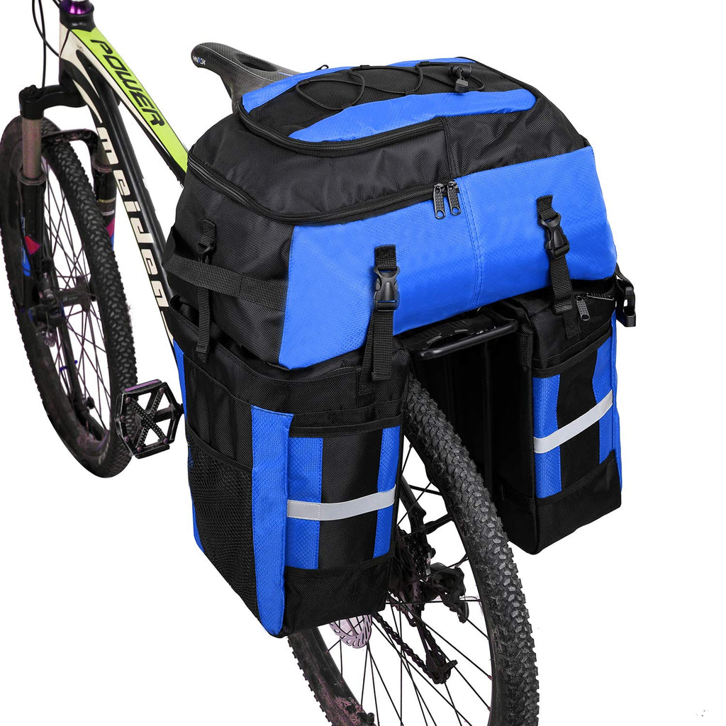 PELLOR 70L Waterproof 3-in-1 MTB Bike Rear Pannier Rack Bag - Blue
