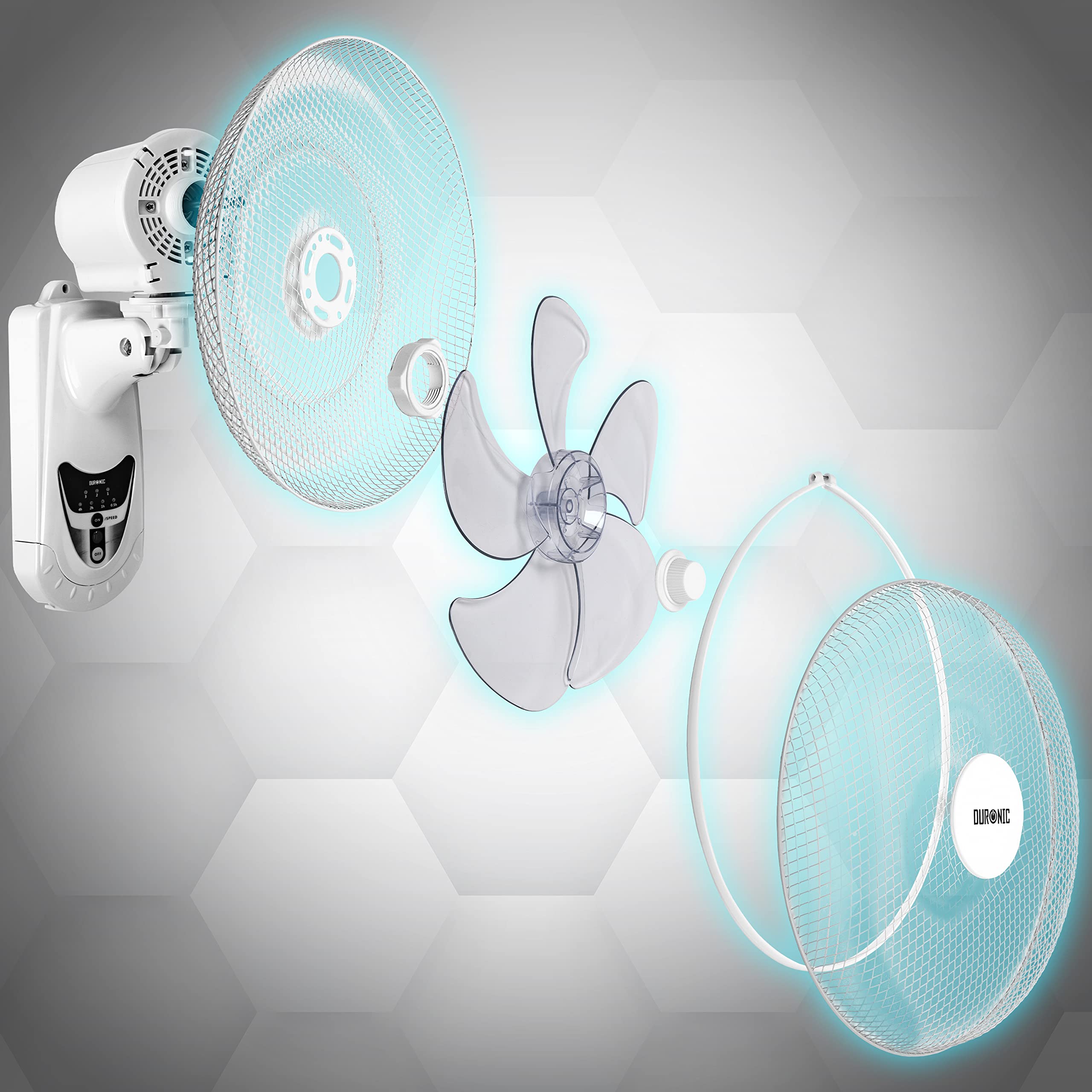 Duronic FN55 Wall Fan | 16" Oscillating 5-Blade Fan with Remote & Timer