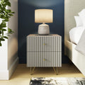 Thalia Ribbed 2 Drawer Bedside Table – Grey Modern Wood