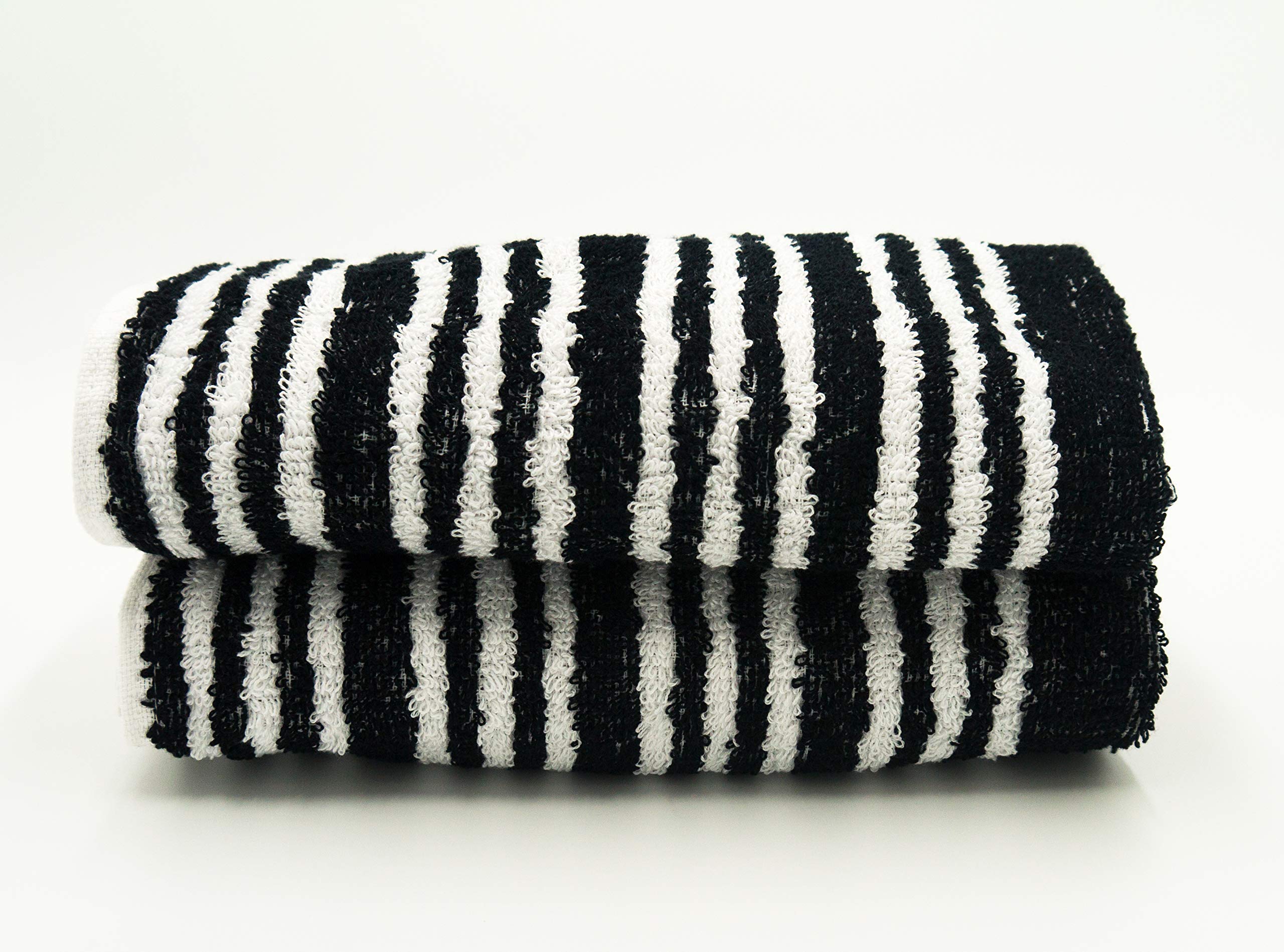 Lex's Linens 100% Cotton Striped Hand Towels – Quick Dry Pack of 2