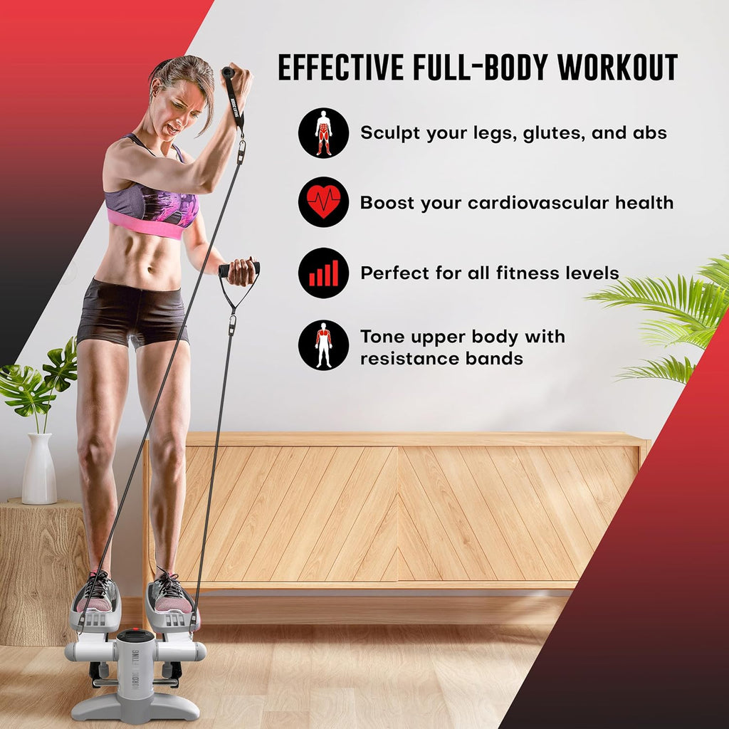 Nordic Lifting Mini Step Machine with Resistance Bands & LCD Monitor
