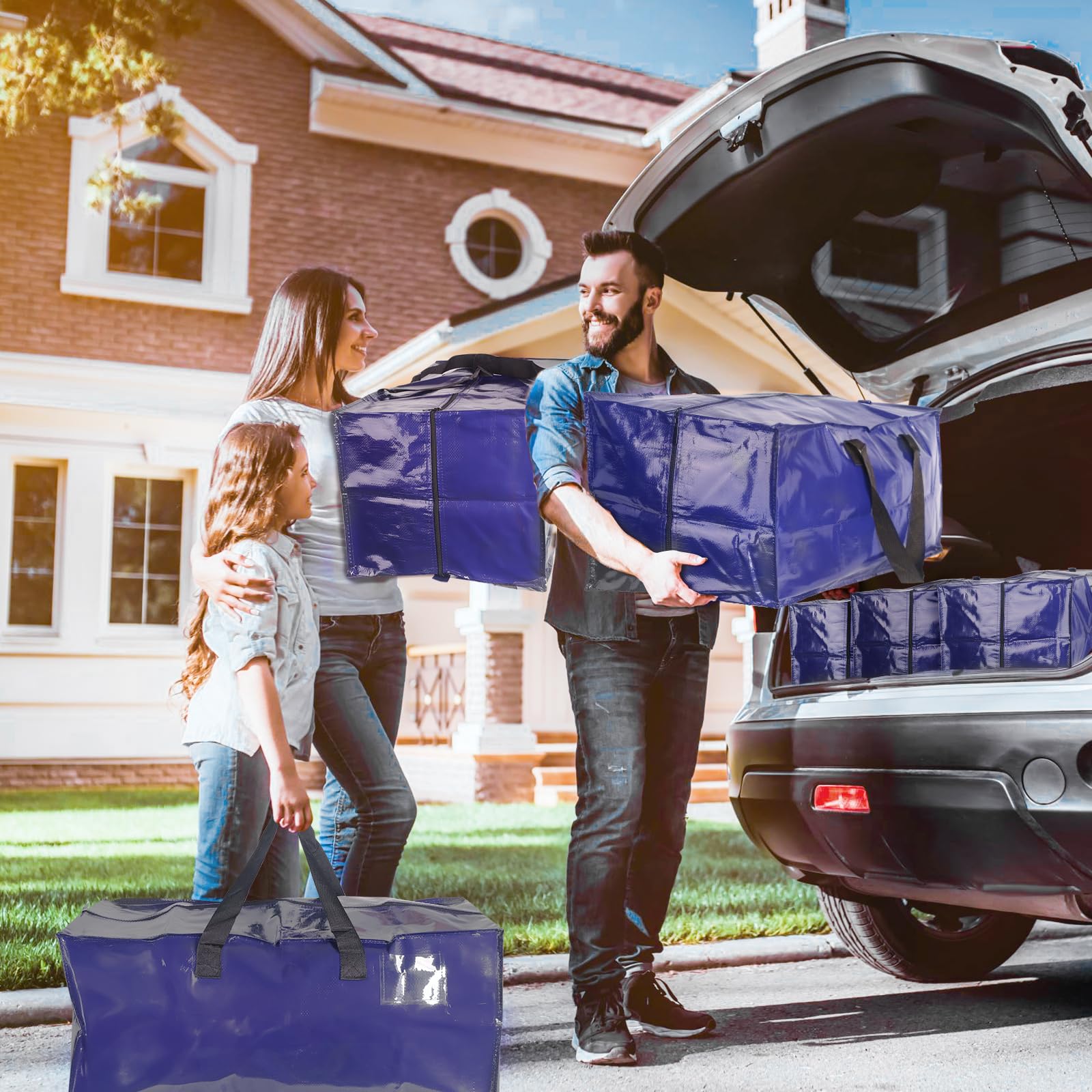 ZIZINET Extra Large Moving Bags – 90L Heavy Duty Storage Totes, 6 Pack