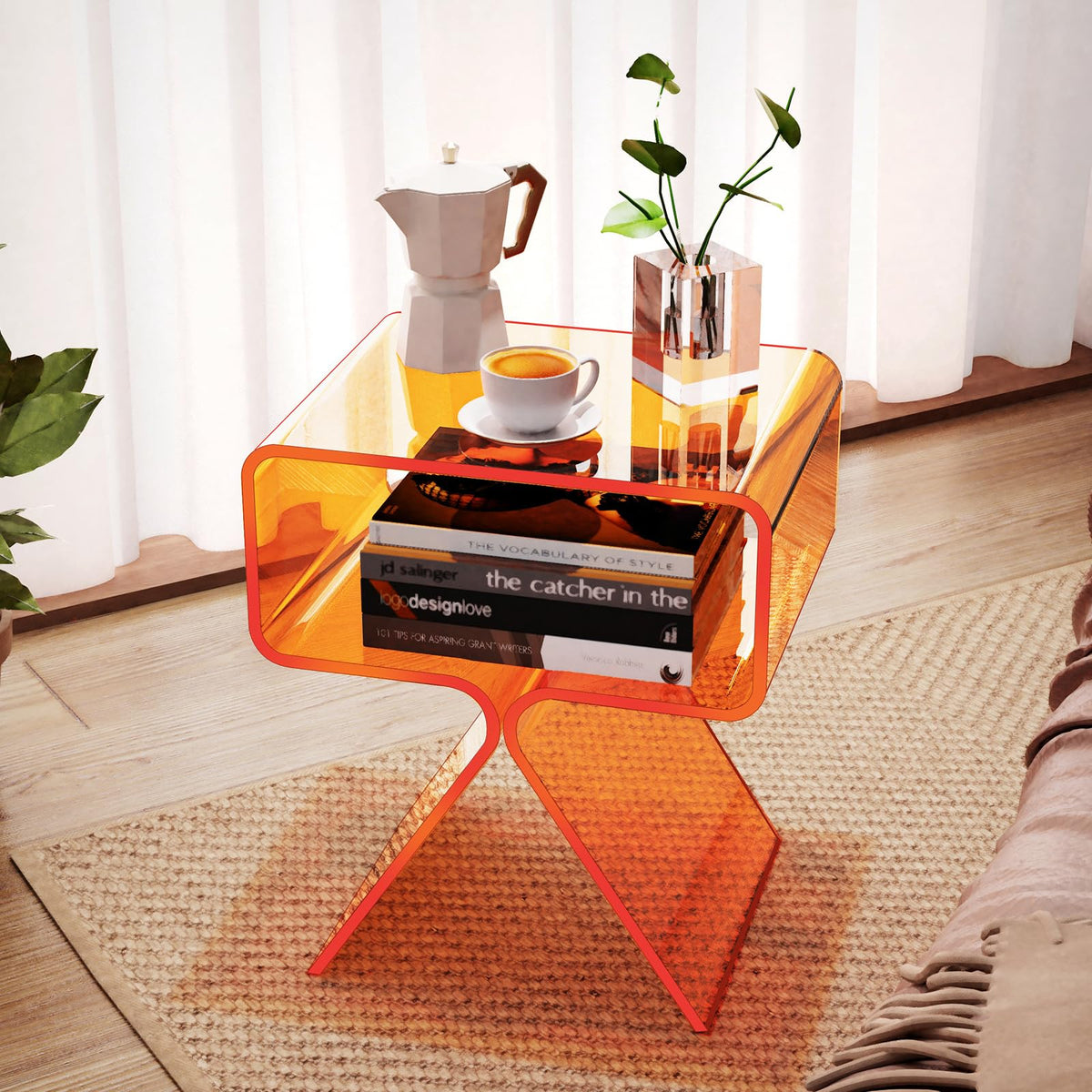 solaround Acrylic Side Table, No Assembly, 39 x 30 x 45 cm, Orange - image 2