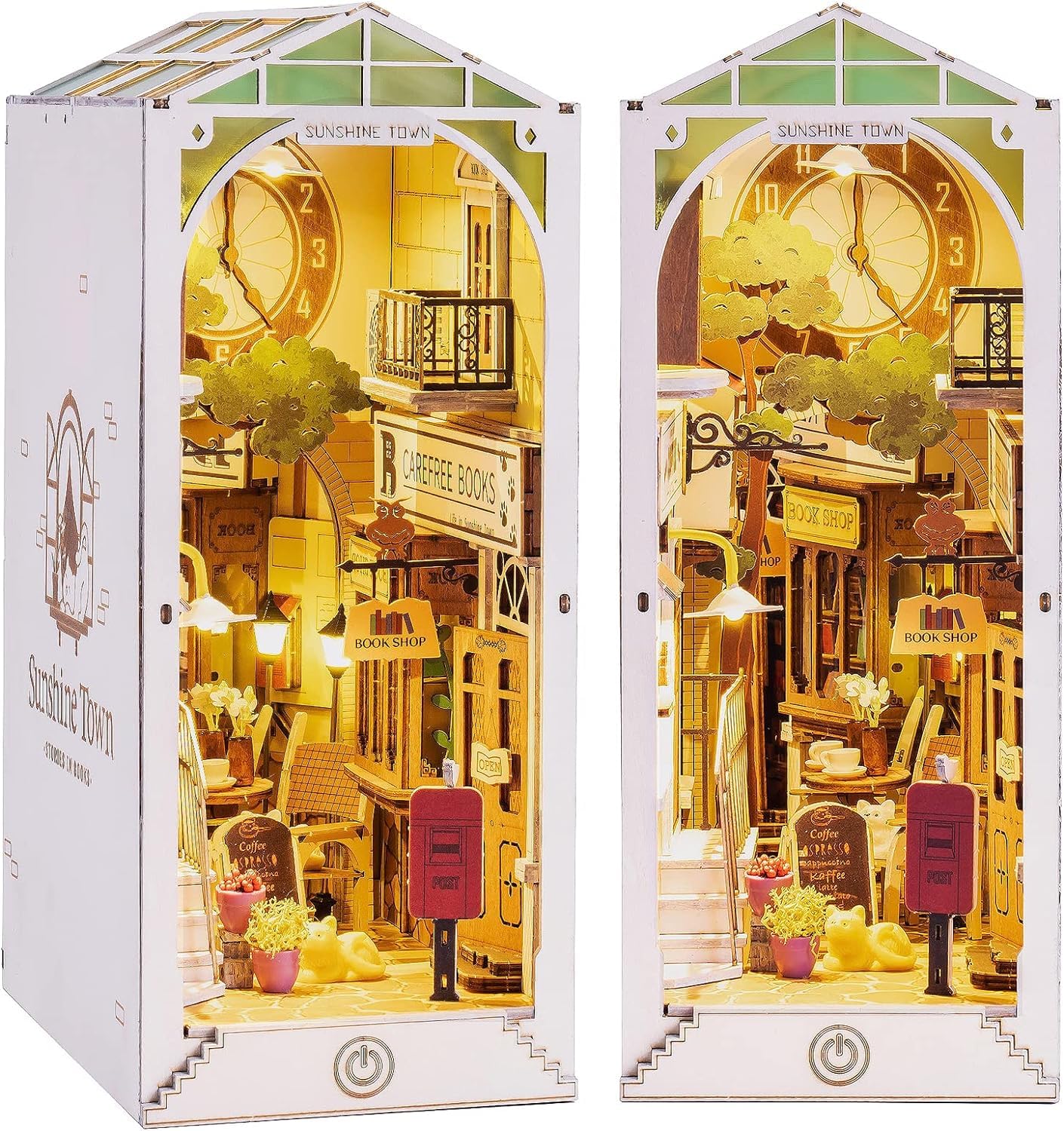 Rolife Sunshine Town Book Nook Kit - 3D Wooden Puzzle Shelf Decor