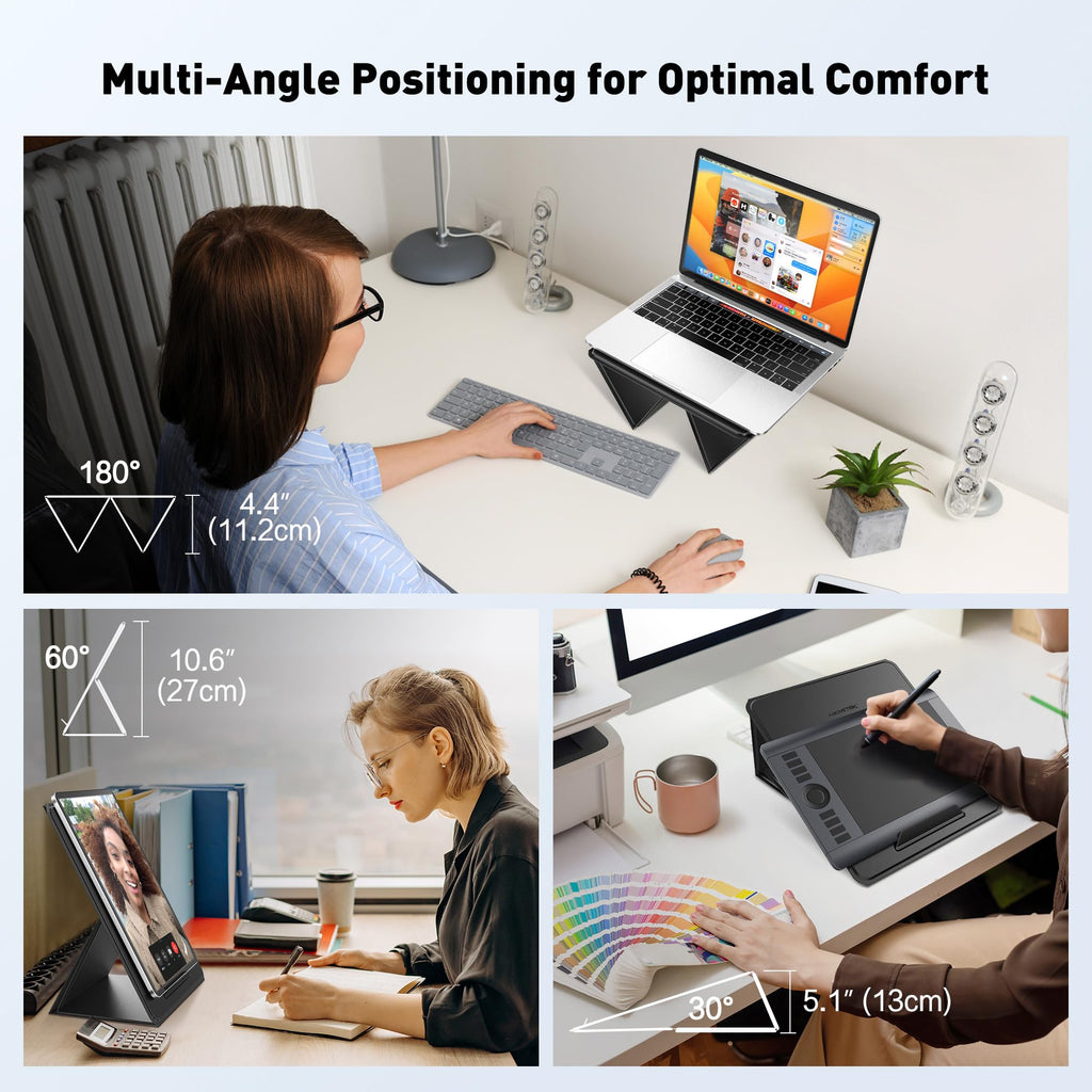 AboveTEK Ultra-Sleek Portable Laptop Lap Stand, 2-in-1 Foldable MacBook Stand for Desk & iPad Tablet Stand Holder
